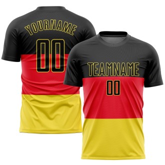 Red Black-Gold Sublimation German Flag Custom Soccer Jersey