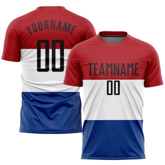 Red Black White-Royal Sublimation Dutch Flag Custom Soccer Uniform Jer