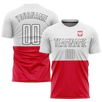 Red White-Black Sublimation Polish Flag Custom Soccer Jersey