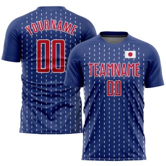 Royal Red-White Sublimation Japanese Flag Custom Soccer Jersey