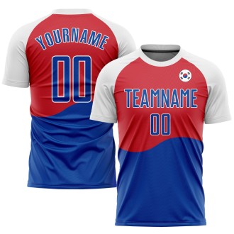 Red Royal-White Sublimation South Korean Flag Custom Soccer Jersey