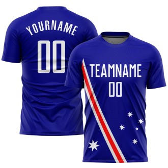 Royal White-Red Sublimation Australian Flag Custom Soccer Jersey