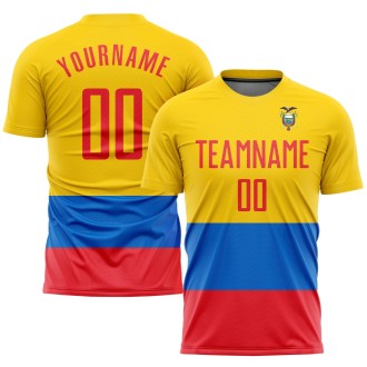 Gold Red-Royal Ecuador Flag Custom Soccer Jersey
