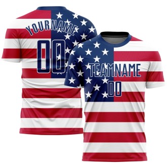 Red Royal-White Sublimation American Flag Custom Soccer Jersey