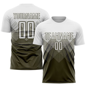 Olive White Sublimation Salute To Service Custom Soccer Jersey
