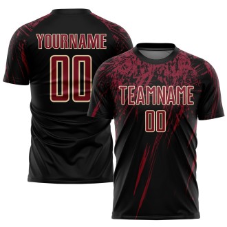 Black Crimson-Cream Sublimation Custom Soccer Jersey