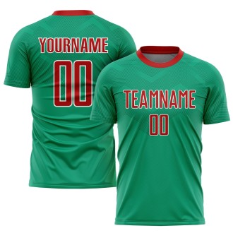 Kelly Green Red-White Sublimation Mexico Custom Soccer Jersey
