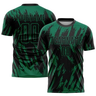 Kelly Green Black Sublimation Custom Soccer Jersey