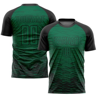 Kelly Green Black Sublimation Custom Soccer Jersey