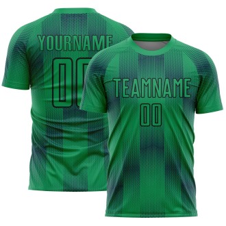 Kelly Green Black Geometric Shapes Sublimation Custom Soccer Jersey