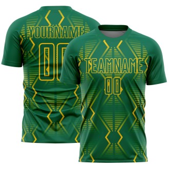 Kelly Green Yellow Geometric Shapes Sublimation Custom Soccer Jersey