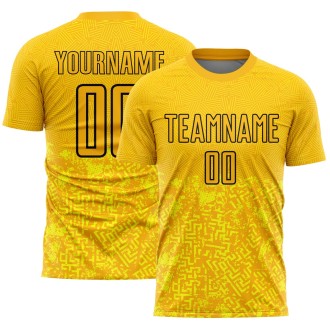 Gold Black Geometric Shapes Custom Soccer Jersey